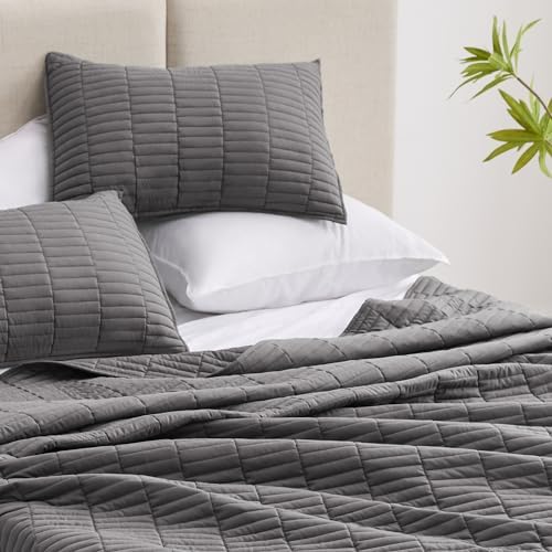 EXQ Home Grey Quilt Set 3 Piece Full Queen 1