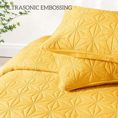Whale Flotilla Queen Quilt Set with Geometric Star Pattern