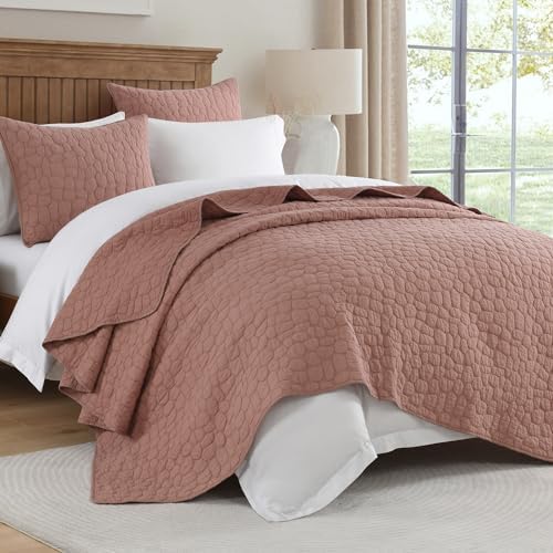 HORIMOTE HOME Queen 100 Cotton Quilt Set with Cobblestone Pattern