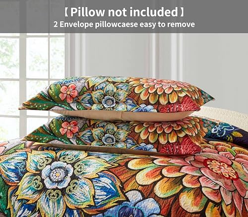 Asuexpect 3 Piece Boho Floral Quilt Set California King