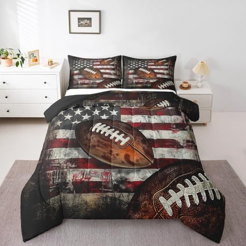 Feelyou American Football Comforter Set Kids Sports Theme