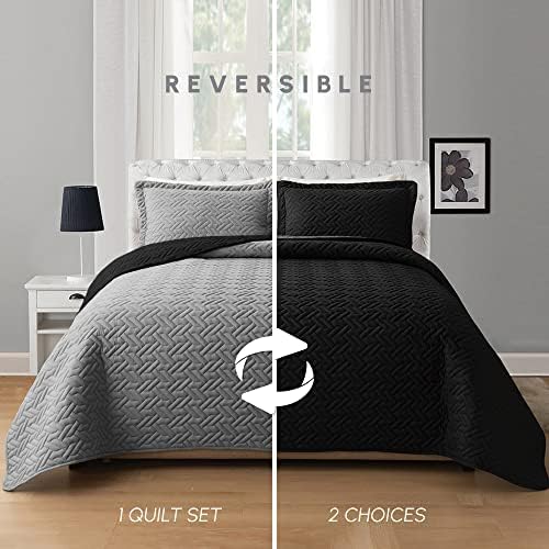 Elegant Comfort 3-Piece Reversible Quilt Set - Ultra Soft Premium King