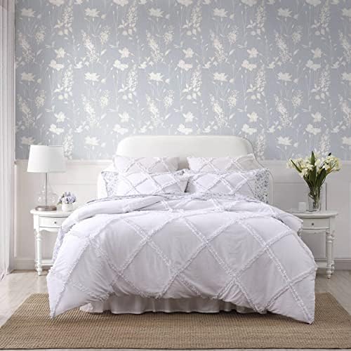 Laura Ashley Twin XL Comforter Set in Solid White
