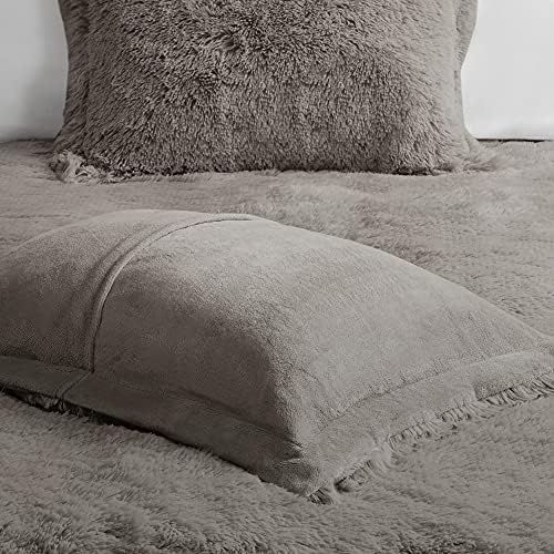 Intelligent Design Shaggy Duvet Cover Set Grey 3 Piece