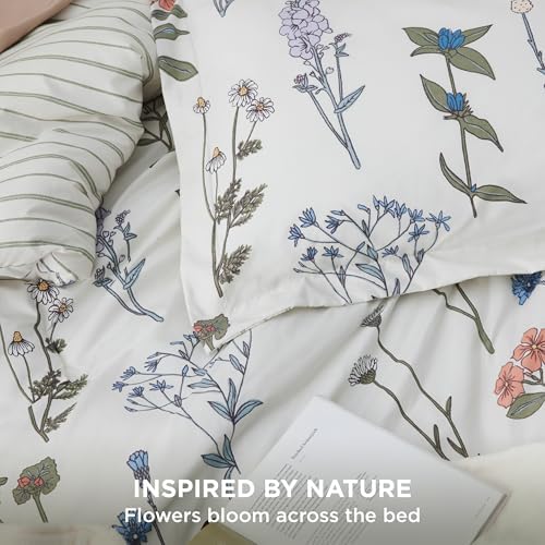 Bedsure Queen Comforter Set - Floral Botanical Design 3 Pieces