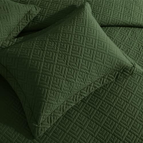 EXQ Home King Size Quilt Set Olive Green 3 Piece