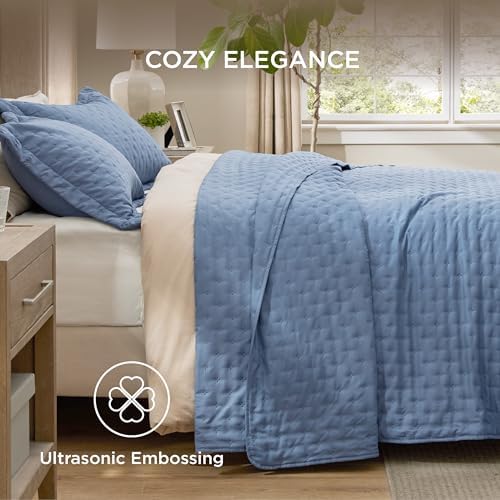 Bedsure King Quilt Set - Mineral Blue 106x96 Inch
