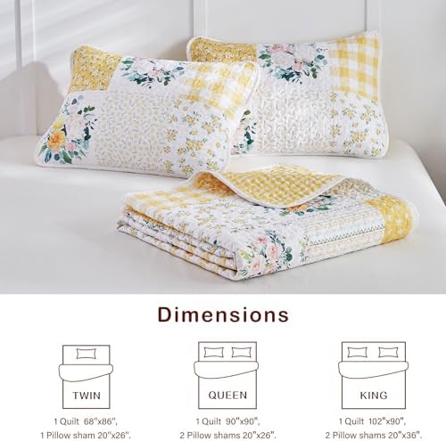 Joyreap 3-Piece Floral Quilt Set Queen
