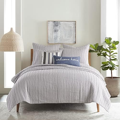 Levtex Home Tobago Stripe Charcoal Quilt Set King Size