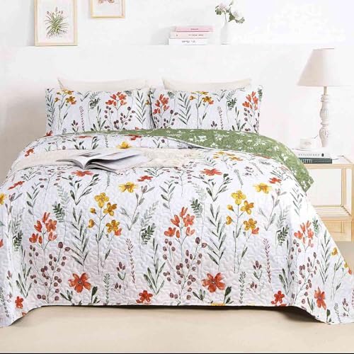Nanko Queen Size 3 Pcs Floral Quilt Set