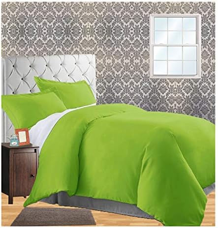 Wrinkle Resistant 2-Piece Duvet Cover Set - TwinTwin XL 1500 Series Sleek Lime