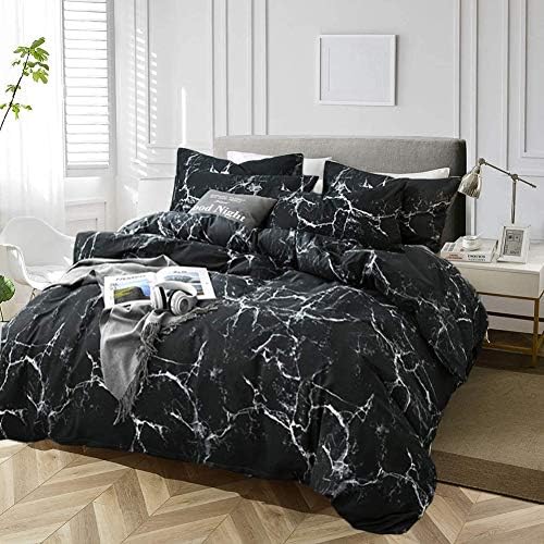Cottonight Black Marble Comforter Set Queen