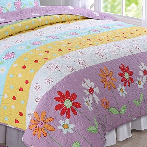 Cozy Line Floral Heart Reversible Quilt Set Twin 2 Piece