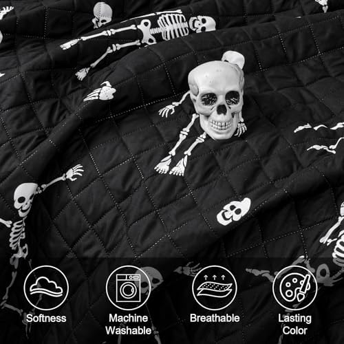 ASPMIZ Halloween Queen Quilt Set Reversible Microfiber with 2 Pillowcases