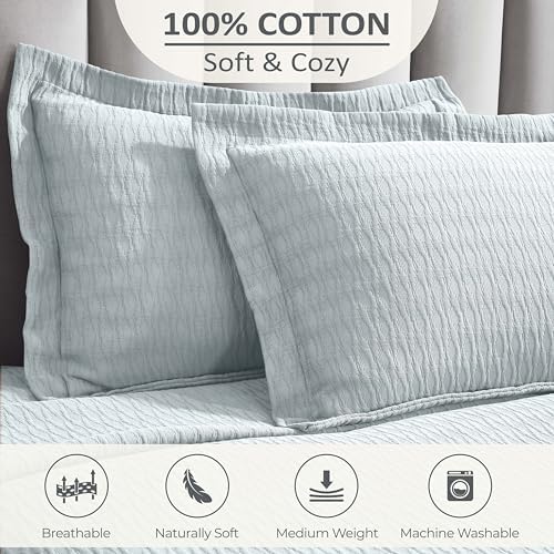 Superior 3 Piece Cotton Bedspread Set - Sky Blue 1