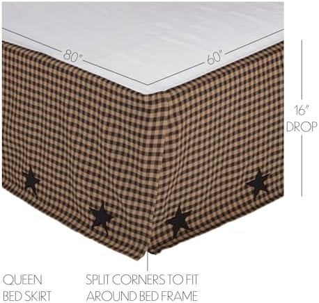 VHC Brands Black Check Star Queen Quilt Set