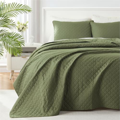 Homelike Moment Queen Quilt Set Olive Green 1