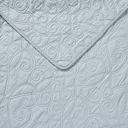 Laura Ashley King Quilt Set with Shams Felicity Blue