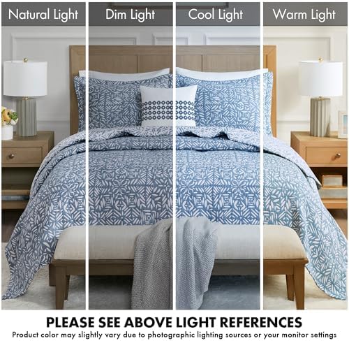 Madison Park Botanical Reversible Coverlet Set Queen Size Gray 3 Piece