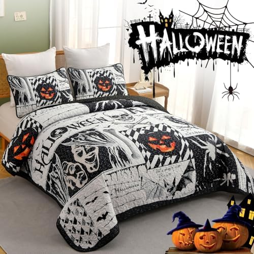 Luxudecor Halloween Quilt Set King Size