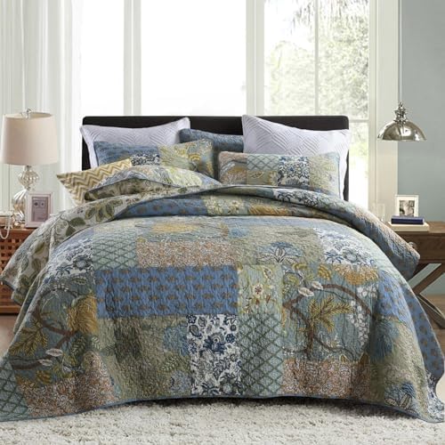 Secgo Queen Comforter Set - 100 Cotton Reversible Patchwork
