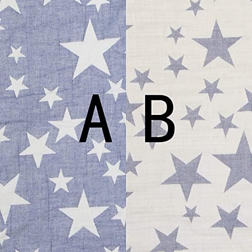 NTBAY 3 Layers Cotton Muslin Twin Bed Blanket with Blue Stars