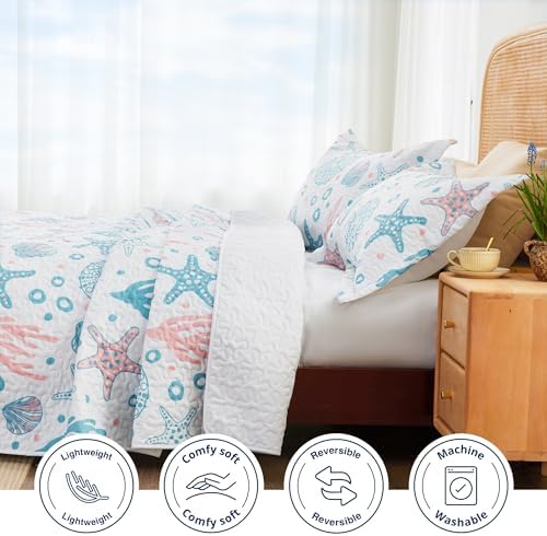 Loves Cabin Twin Quilt Bedding Set - Coastal Pink