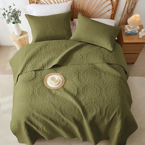 WURUIBO Olive Green Quilt Set King Size