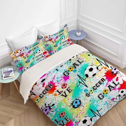 Fuzawet Soccer Comforter Set 3 Pieces Twin Bedding for All Ages