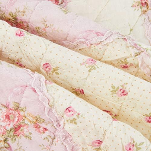 Cozyholy Pink Floral Patchwork Quilt Full Queen