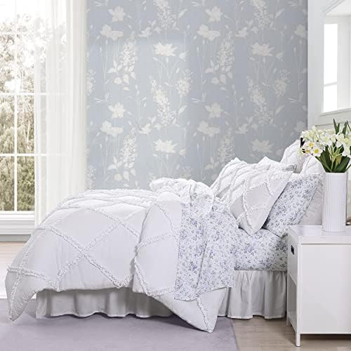 Laura Ashley Twin XL Comforter Set in Solid White
