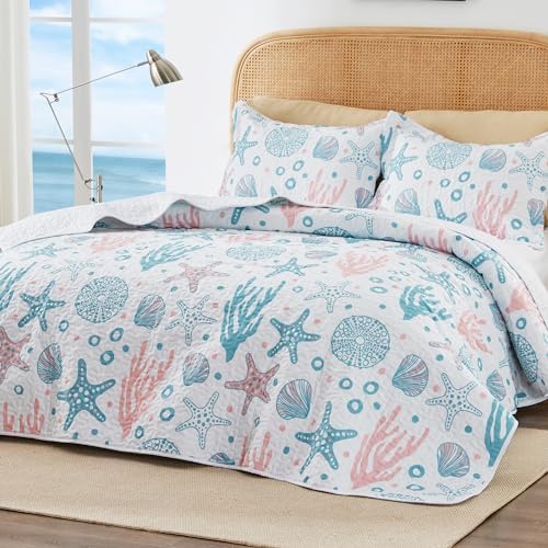 Loves Cabin Twin Quilt Bedding Set - Coastal Pink