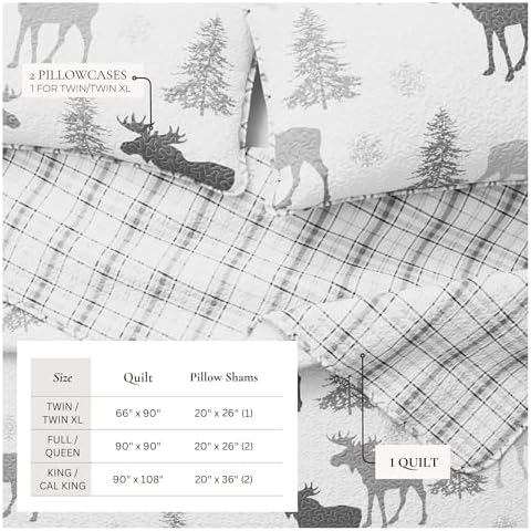 Great Bay Home Moose Grey 3-Piece Reversible Quilt Set