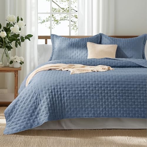 Bedsure King Quilt Set - Mineral Blue 106x96 Inch