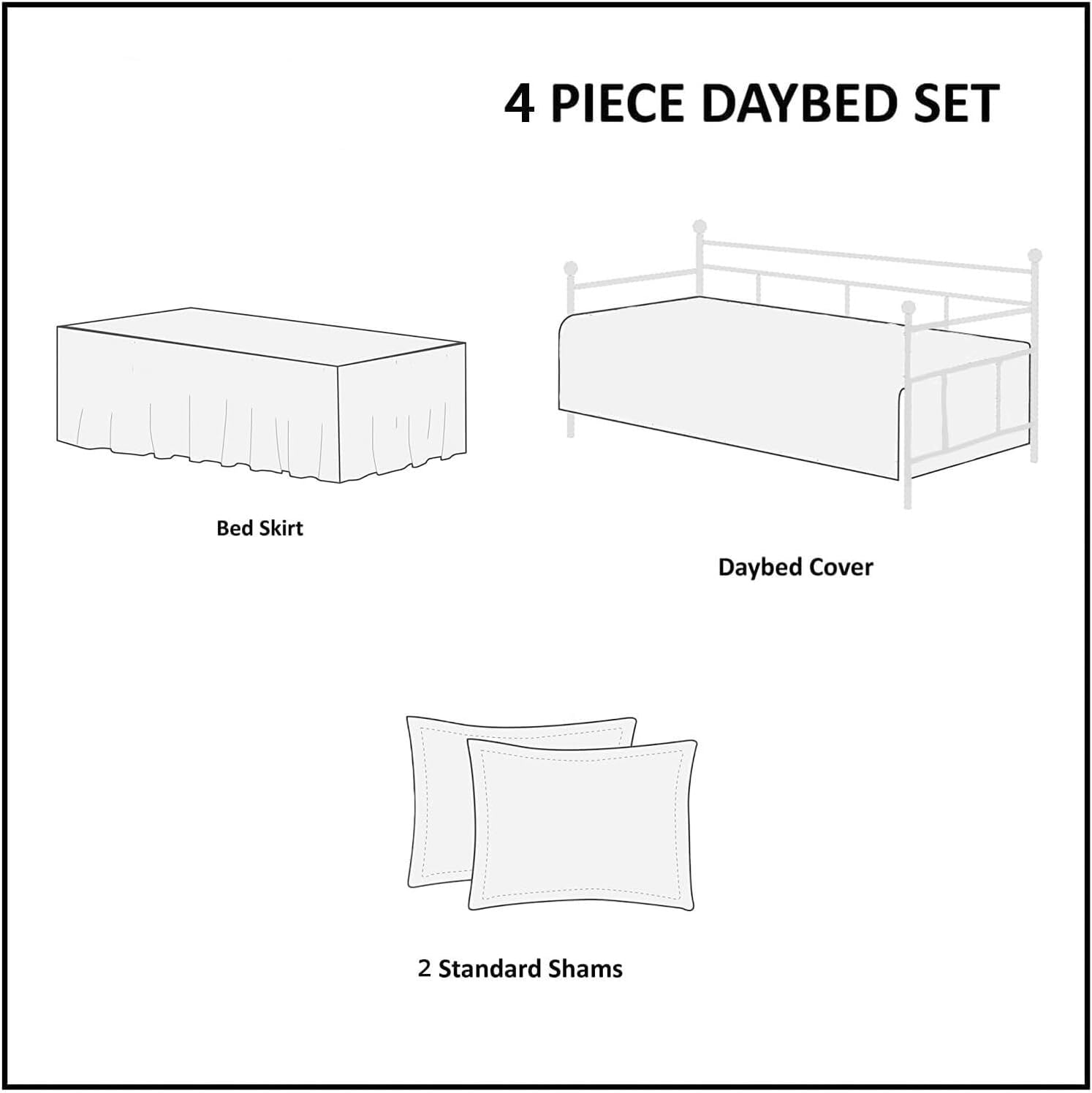 Taozhiyuan Azalea Floral Chintz Daybed Set 4 Piece Pink Garden