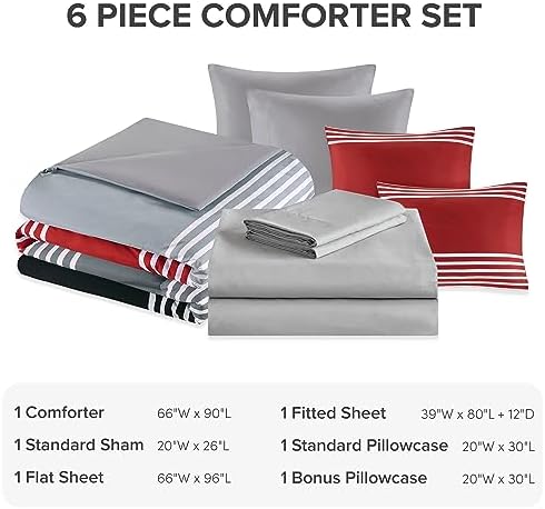 Comfort Spaces Colin Bed in a Bag Twin XL RedGrey