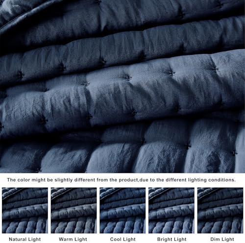 WDCOZY Navy Blue Queen Quilt Set with Pillow Shams