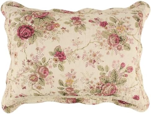 Greenland Home Antique Rose 100 Cotton Pillow Sham 20x26-inch Ecru