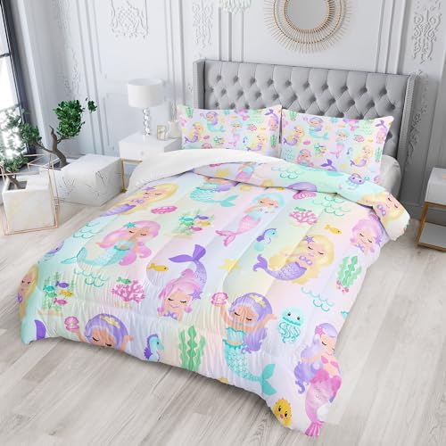 XYNHML Rainbow Mermaid Comforter Set Twin Full Queen