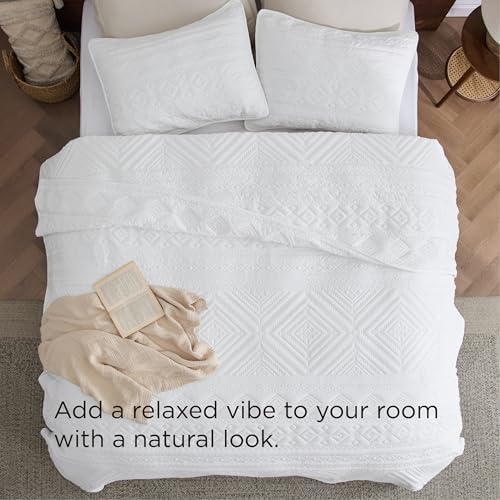 Bedsure Boho Quilt King Size - Geometric Pattern Soft Breathable 106x96 Inches