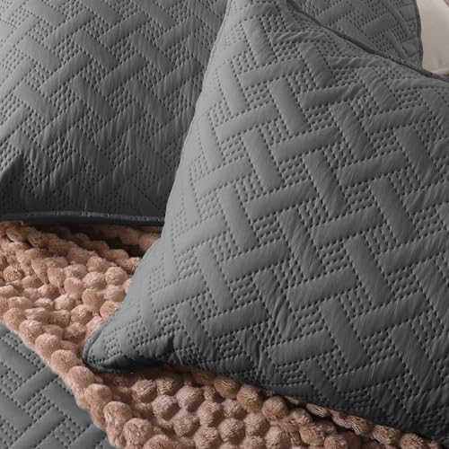 Exclusivo Mezcla Queen Quilt Set 3 Pieces Grey 1