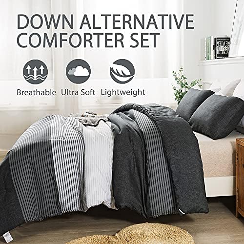 Andency 3-Piece Comforter Set with Patchwork Striped Design