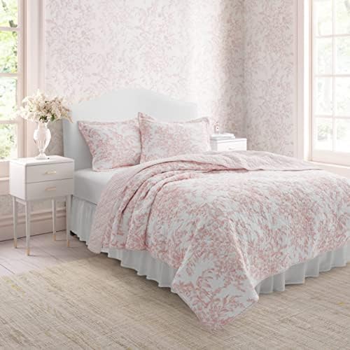 Laura Ashley King Quilt Set with Shams - Bedford Pink