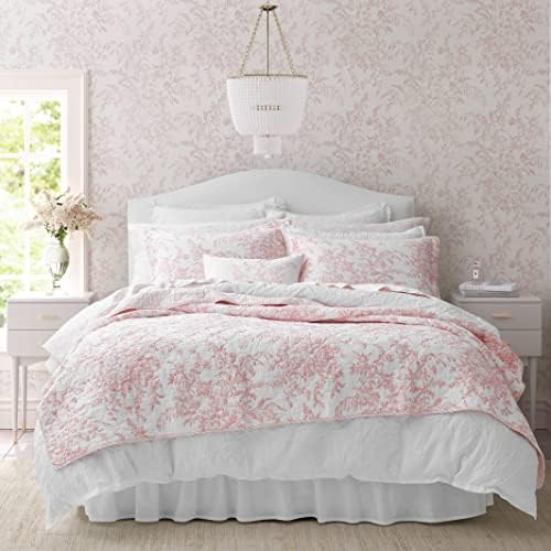 Laura Ashley King Quilt Set with Shams - Bedford Pink