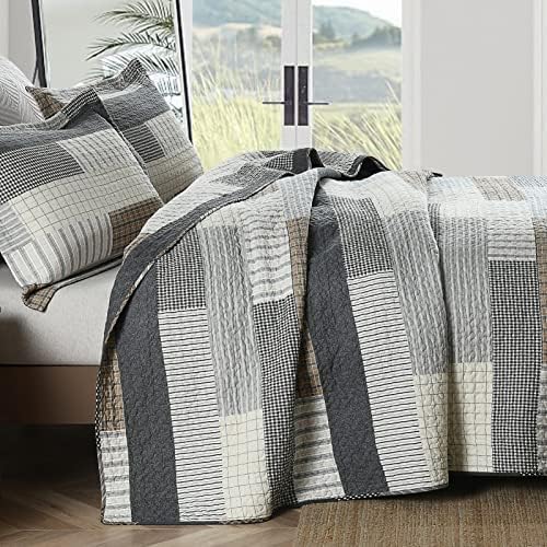 DUOHONG King Quilt Set 3-Piece 100 Cotton Patchwork