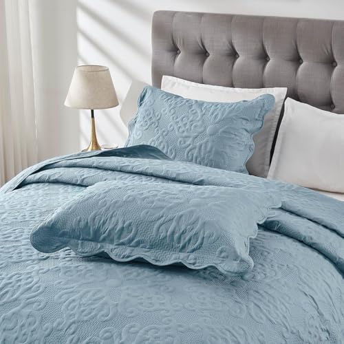 Kingnex Spa Blue Oversized King Quilt Set