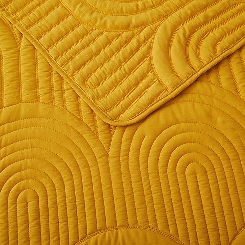 Safonory Mustard Yellow Quilt Set Queen Size