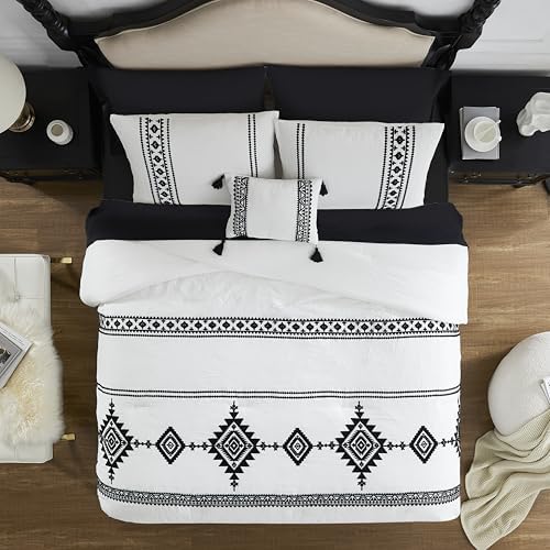 MAIREVE Embroidery King Size Comforter Set 7 Pieces