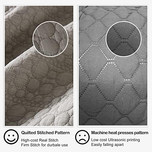 HORIMOTE HOME King Size Quilt Set - Beige Stone-Washed Microfiber