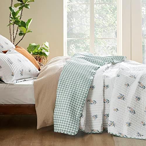 Bedsure Floral Quilt Set Queen - Reversible Botanical Quilt Bedding Set